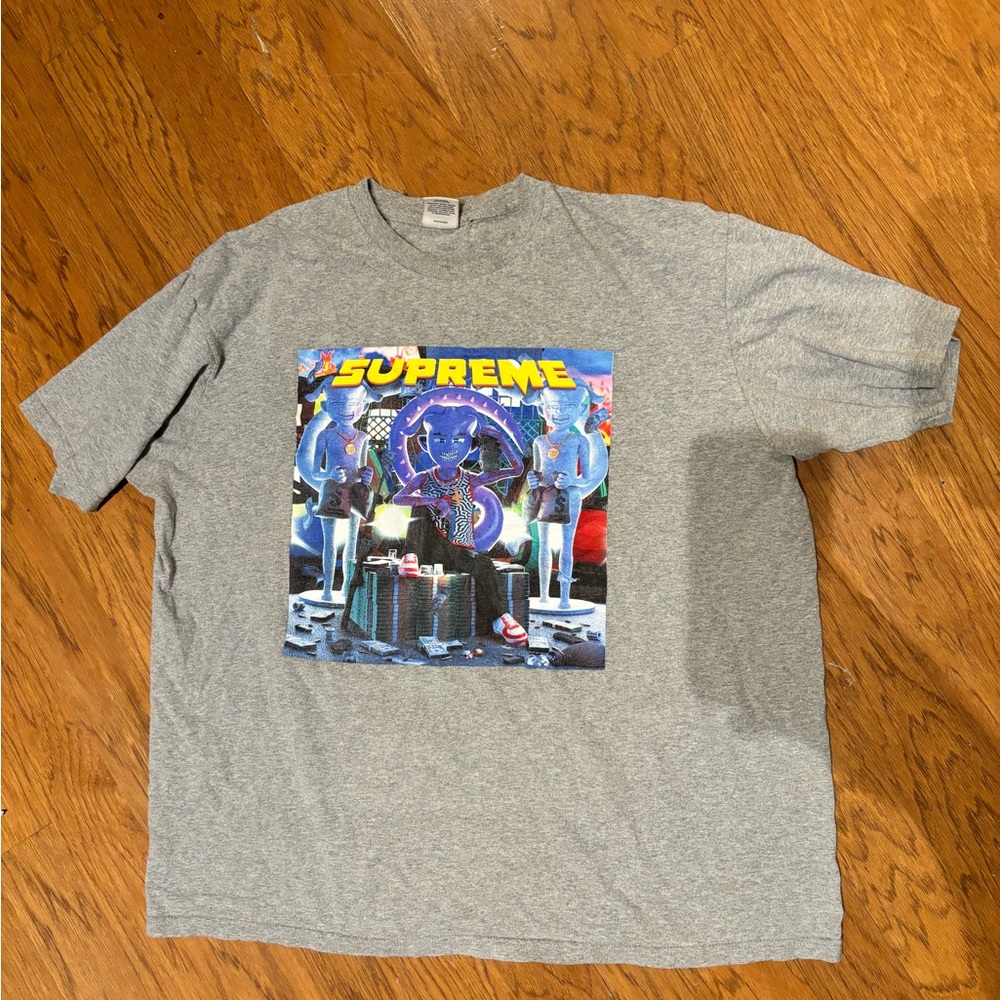 Supreme Gray Tee with Futuristic Graphic